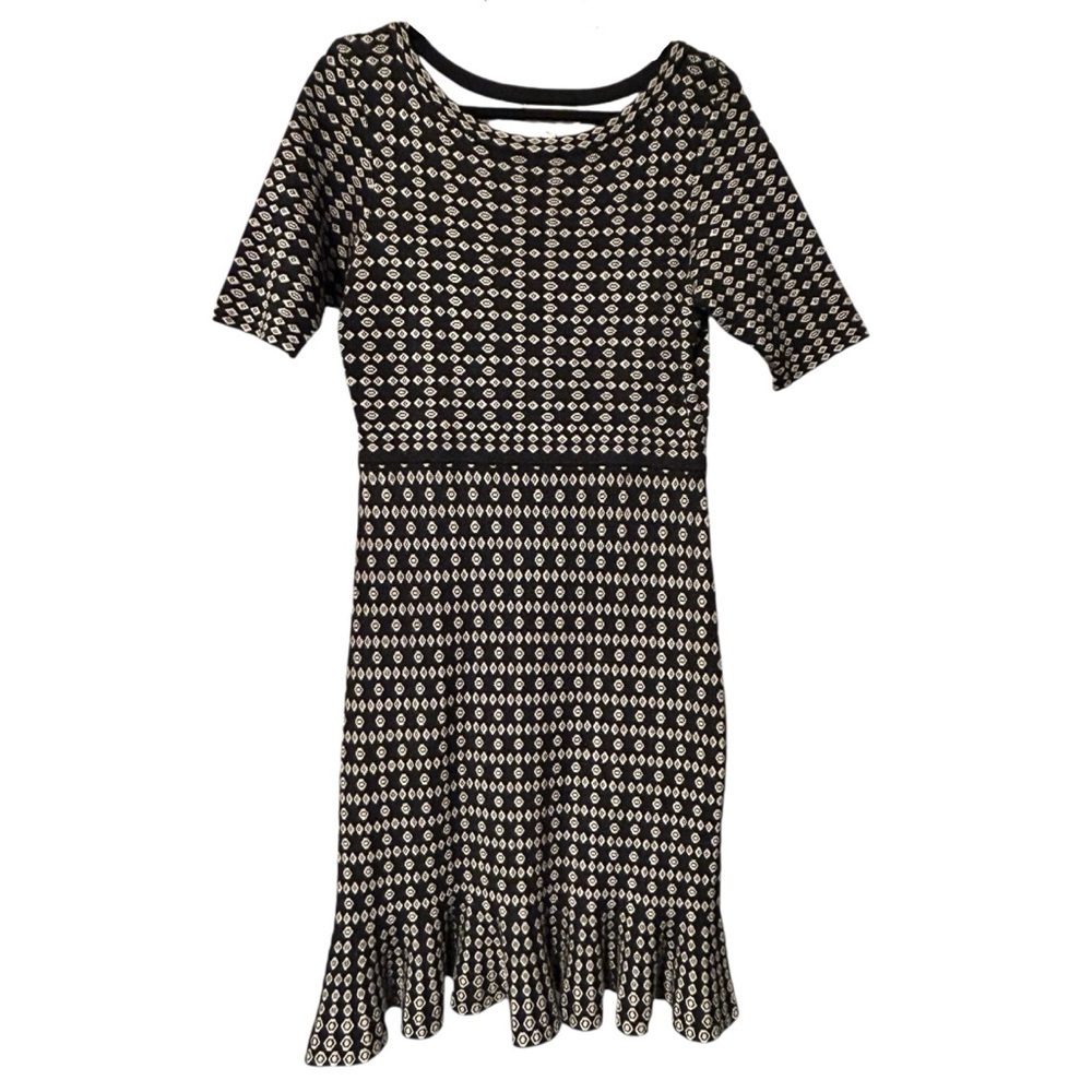 Neiman Marcus Black & Tan Ruffle Hem Dress – Size 10